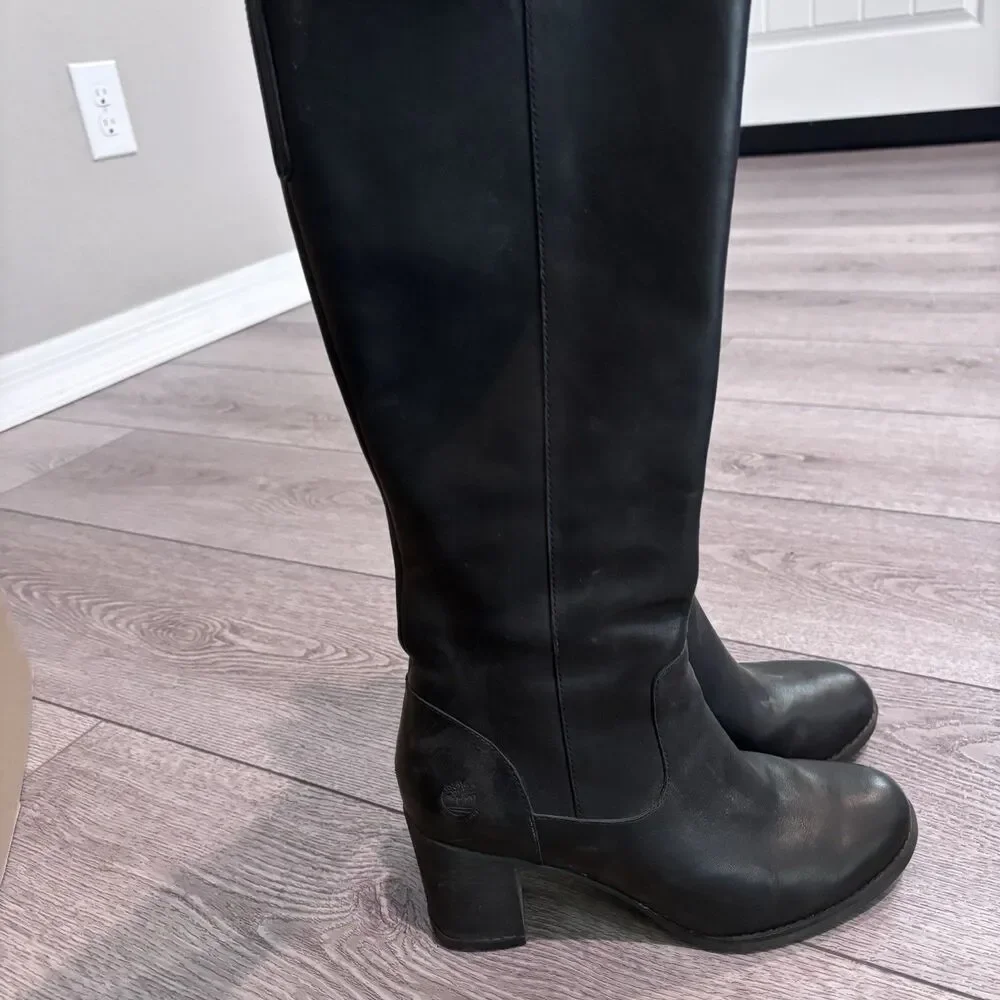 Timberland Leather Waterproof Boots Women’s‎ 7.5 Zipper Black 3